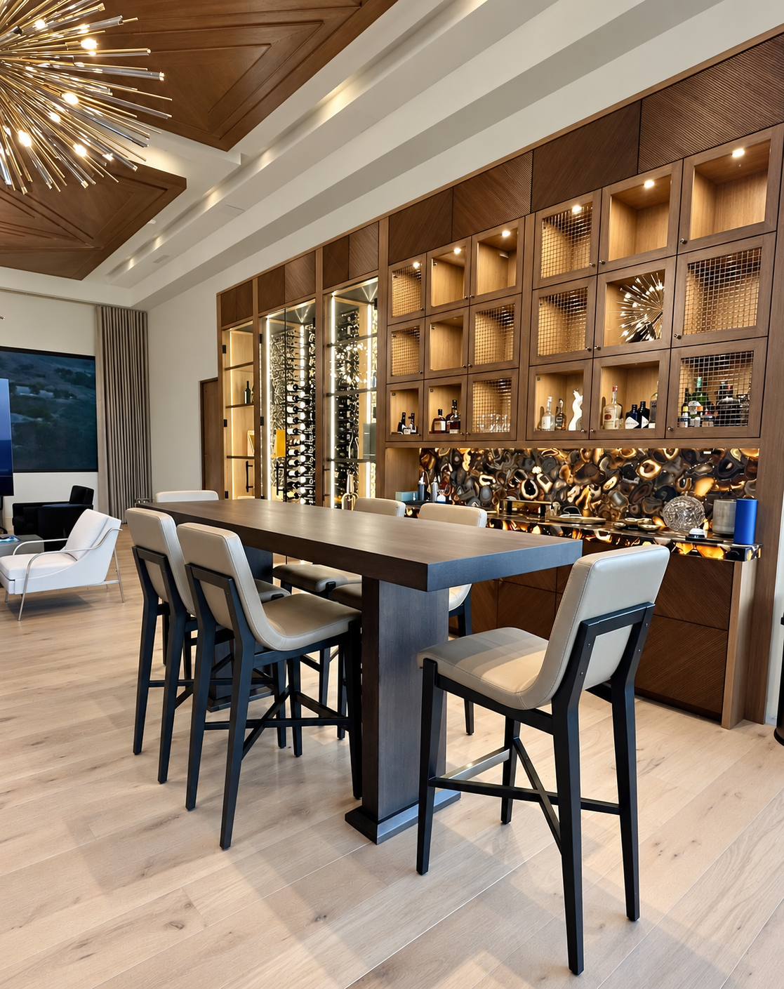Custom wood and black dining table by Burkee Designs